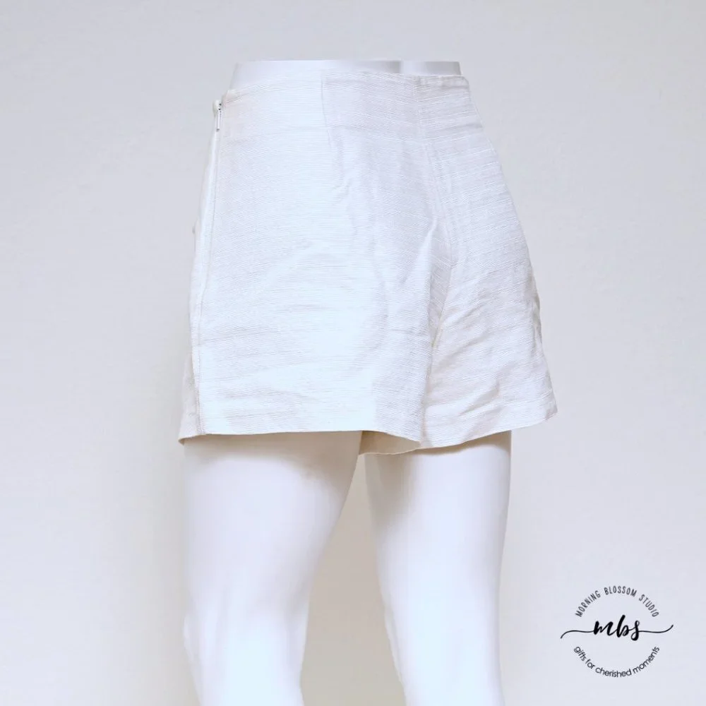 Tory Burch Georgina Silk Linen Cotton‎ Blend High Waist Pleated Shorts